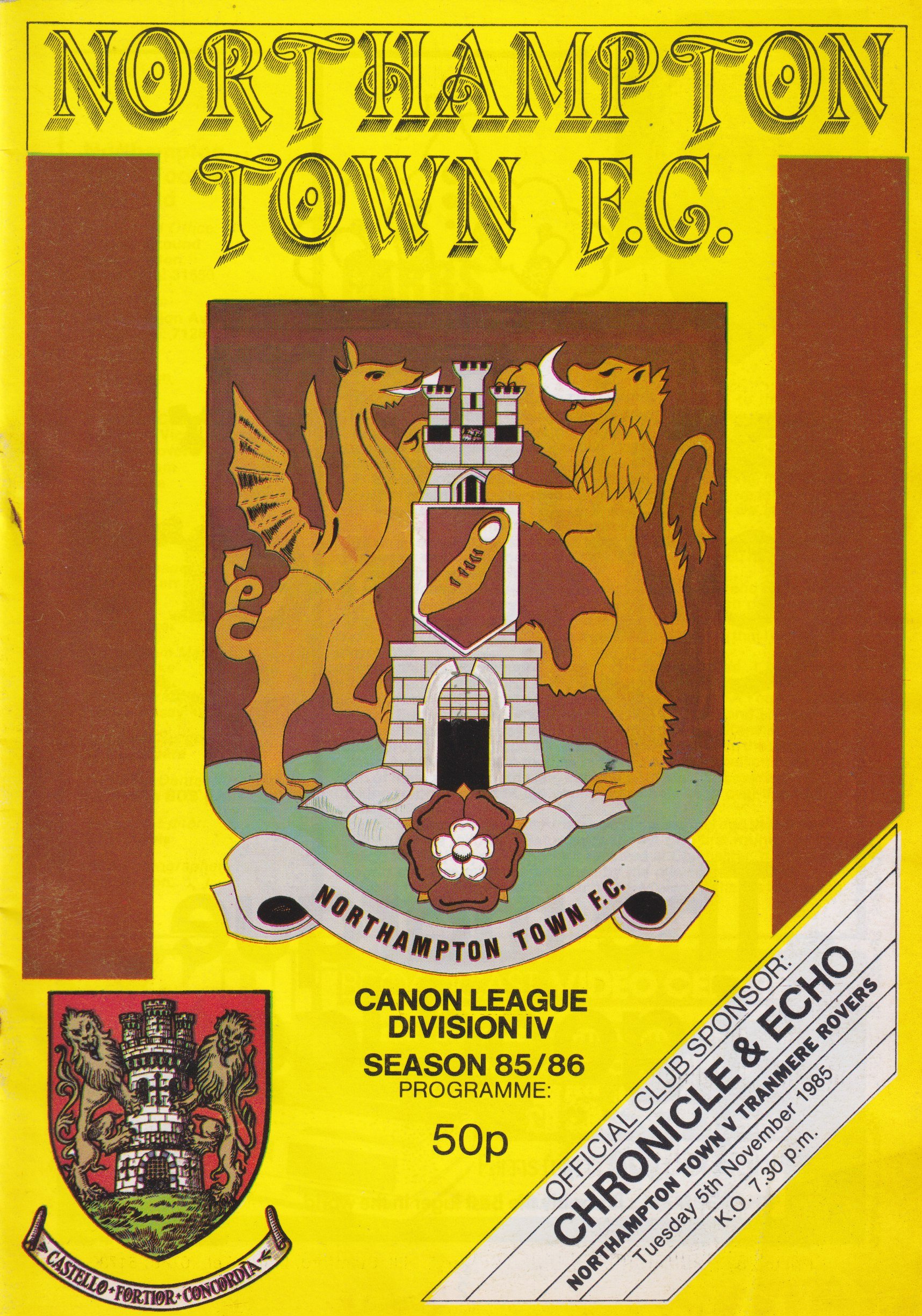 Northampton Town v Tranmere Rovers match programme
